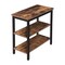 Brown Wood Metal End Table with 3-Tier Storage Retro Side Table